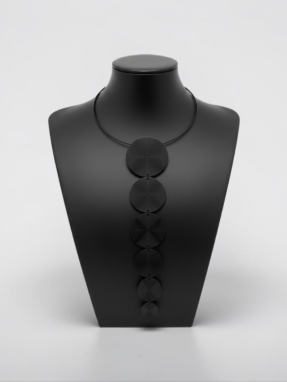 Modern Disc Statement Necklace ▪︎ 6 Tier ▪︎ Onyx ▪︎ Long Drop 14.5" - Picture 8 of 16